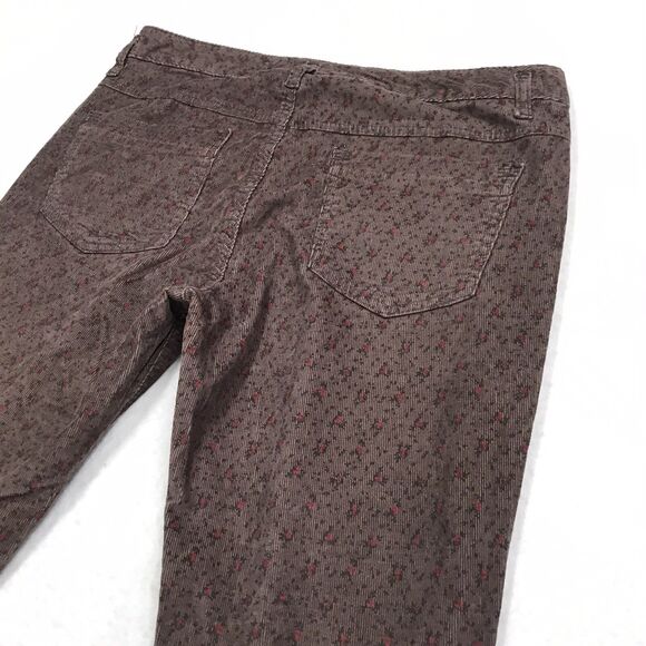 NWT FREE PEOPLE Corduroy Jean Women 34x31 Brown Ditsy Rose Floral Print Slim - Picture 9 of 16